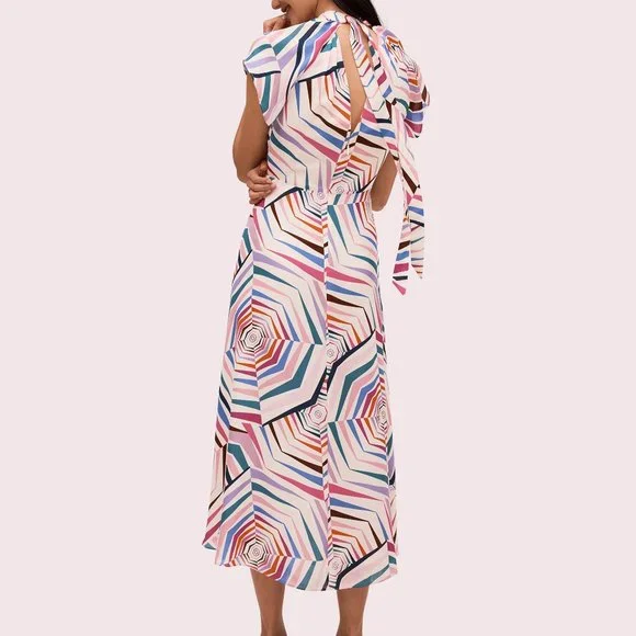 RARE! Kate Spade Geobrella Silk Midi Dress Gorgeous geometric print - Picture 3 of 11